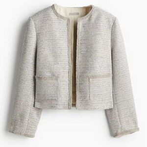 NWT H&M Cream Tweed Open-Front Blazer, Extra Large